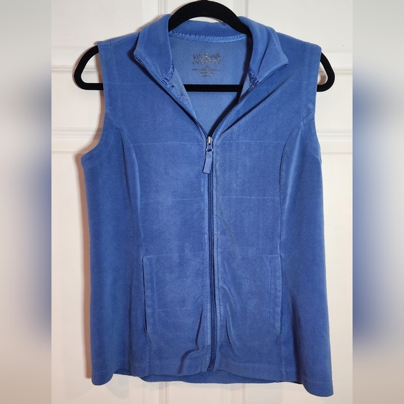 Vivienne Tam Jackets & Blazers - Vivienne Tam Blue Fleece Zip Up Vest Small Minor Fading On Zipper